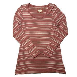 Cupio Womens M Shirt Long Sleeve Dusty Rose White Striped Top